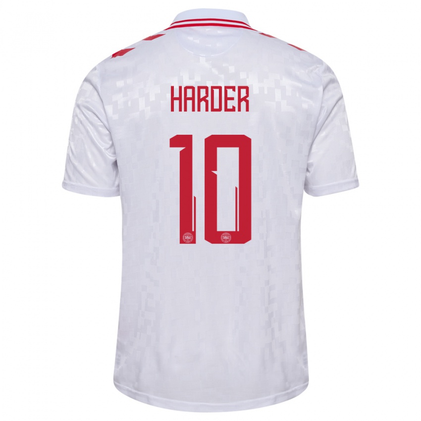 Niño Camiseta Dinamarca Pernille Harder #10 Blanco 2ª Equipación 24-26 La Camisa Perú