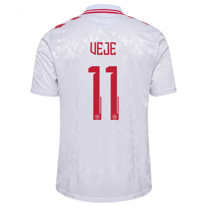 Niño Camiseta Dinamarca Katrine Veje #11 Blanco 2ª Equipación 24-26 La Camisa Perú