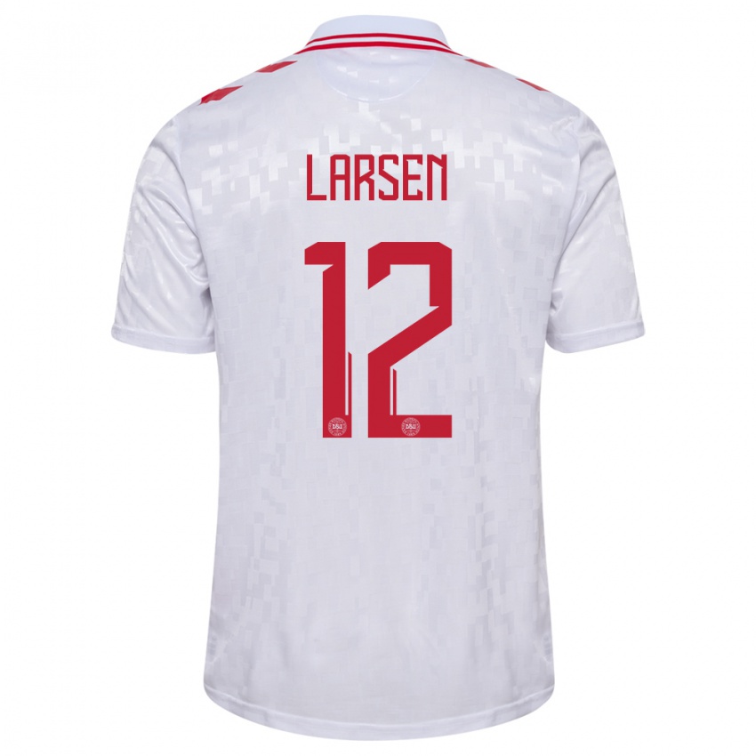 Niño Camiseta Dinamarca Stine Larsen #12 Blanco 2ª Equipación 24-26 La Camisa Perú