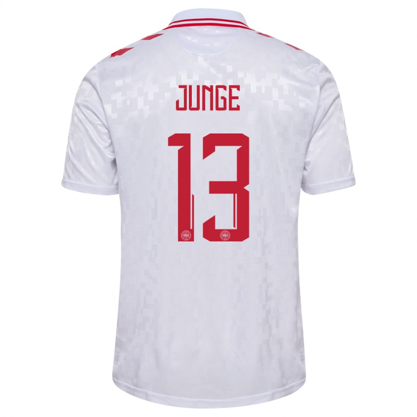 Niño Camiseta Dinamarca Sofie Junge #13 Blanco 2ª Equipación 24-26 La Camisa Perú