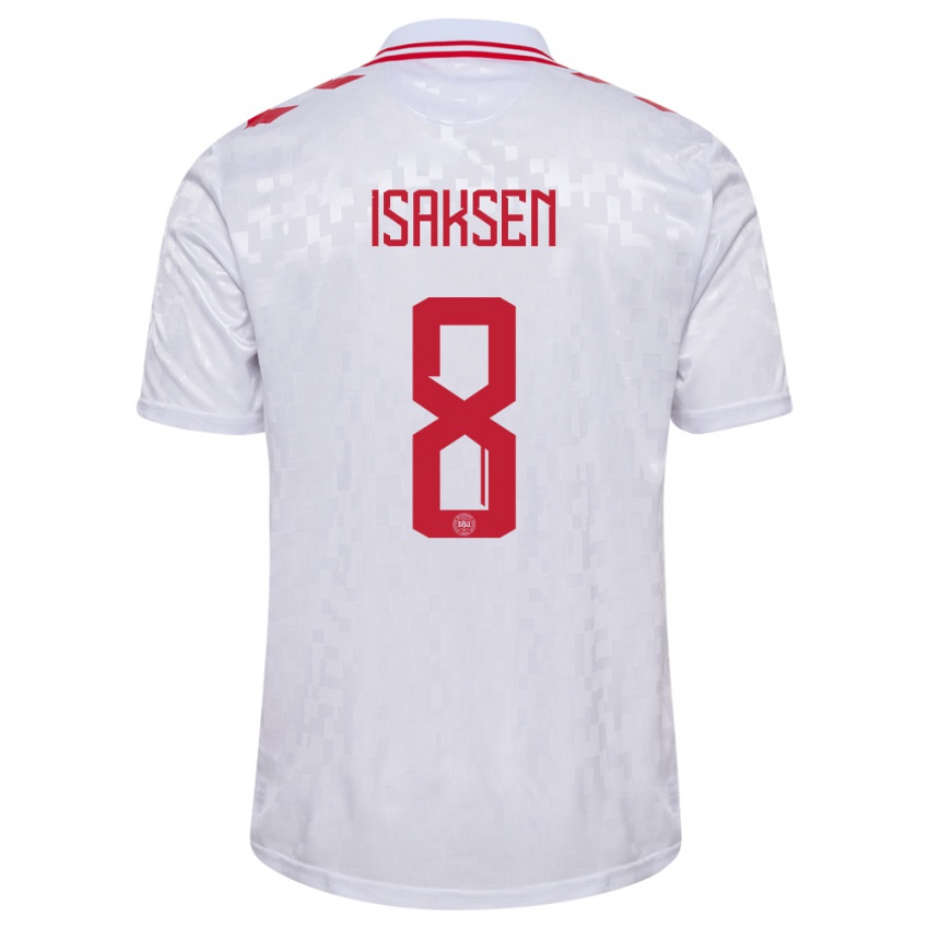 Niño Camiseta Dinamarca Gustav Isaksen #8 Blanco 2ª Equipación 24-26 La Camisa Perú