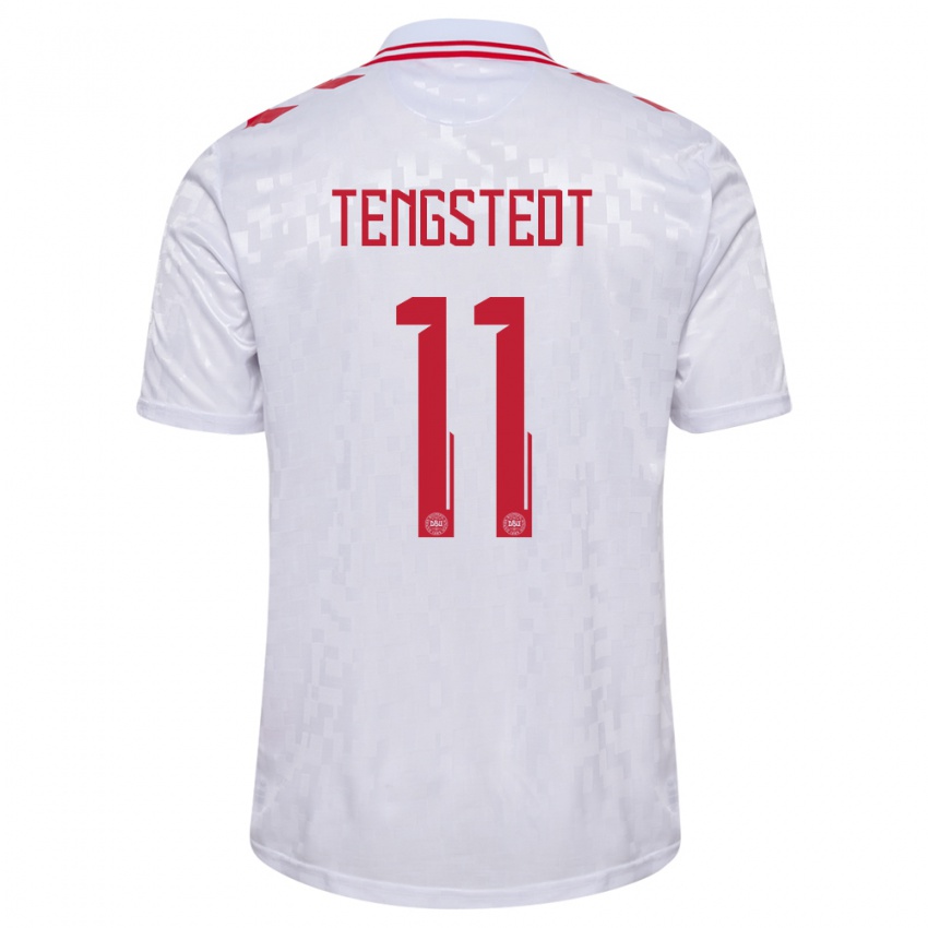 Niño Camiseta Dinamarca Casper Tengstedt #11 Blanco 2ª Equipación 24-26 La Camisa Perú