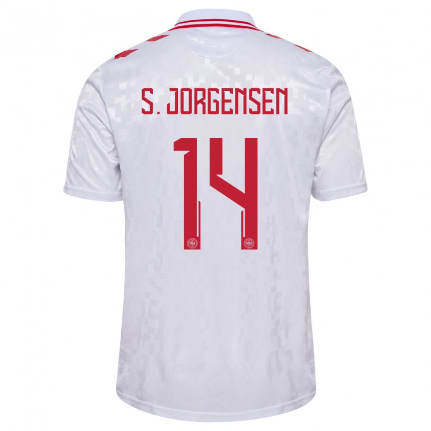 Niño Camiseta Dinamarca Sebastian Jorgensen #14 Blanco 2ª Equipación 24-26 La Camisa Perú