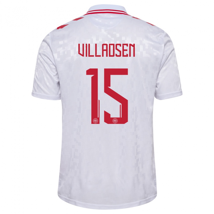 Niño Camiseta Dinamarca Oliver Villadsen #15 Blanco 2ª Equipación 24-26 La Camisa Perú