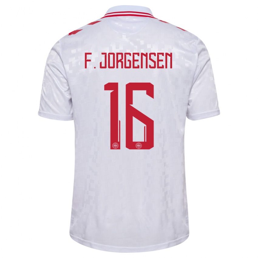 Niño Camiseta Dinamarca Filip Jorgensen #16 Blanco 2ª Equipación 24-26 La Camisa Perú