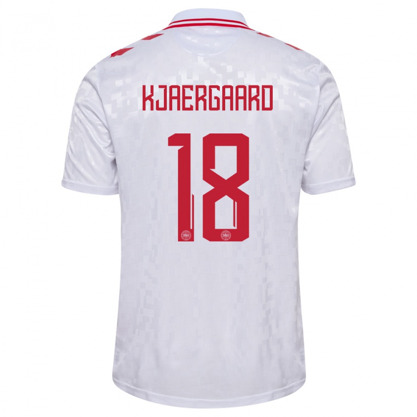 Niño Camiseta Dinamarca Maurits Kjaergaard #18 Blanco 2ª Equipación 24-26 La Camisa Perú