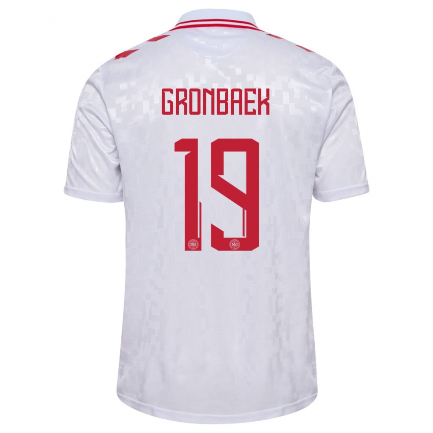 Niño Camiseta Dinamarca Albert Gronbaek #19 Blanco 2ª Equipación 24-26 La Camisa Perú