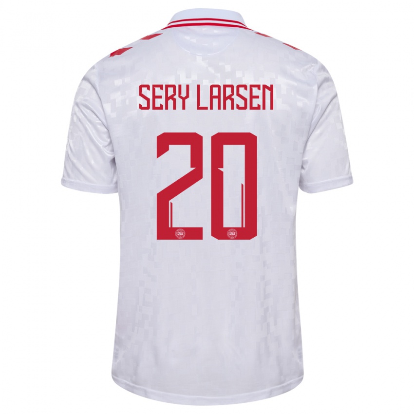 Niño Camiseta Dinamarca Japhet Sery Larsen #20 Blanco 2ª Equipación 24-26 La Camisa Perú