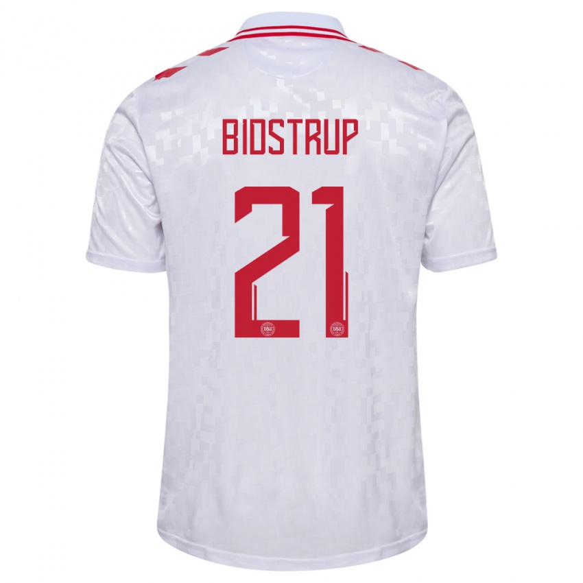 Niño Camiseta Dinamarca Mads Bidstrup #21 Blanco 2ª Equipación 24-26 La Camisa Perú