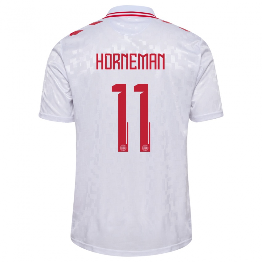 Niño Camiseta Dinamarca Charly Horneman #11 Blanco 2ª Equipación 24-26 La Camisa Perú