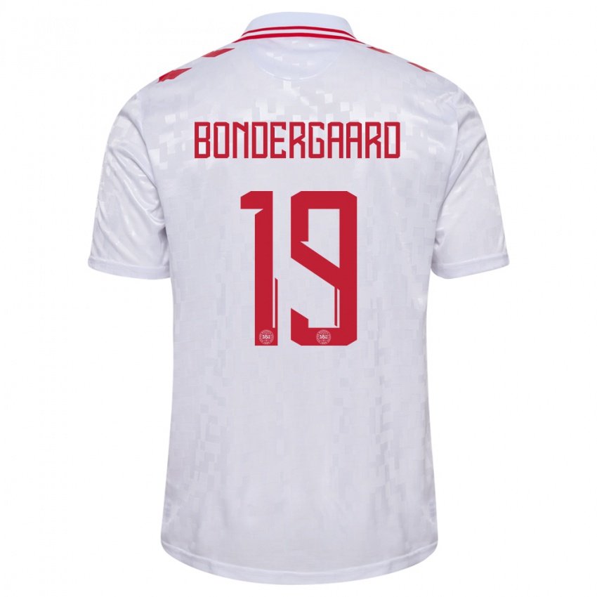 Niño Camiseta Dinamarca Asbjorn Bondergaard #19 Blanco 2ª Equipación 24-26 La Camisa Perú