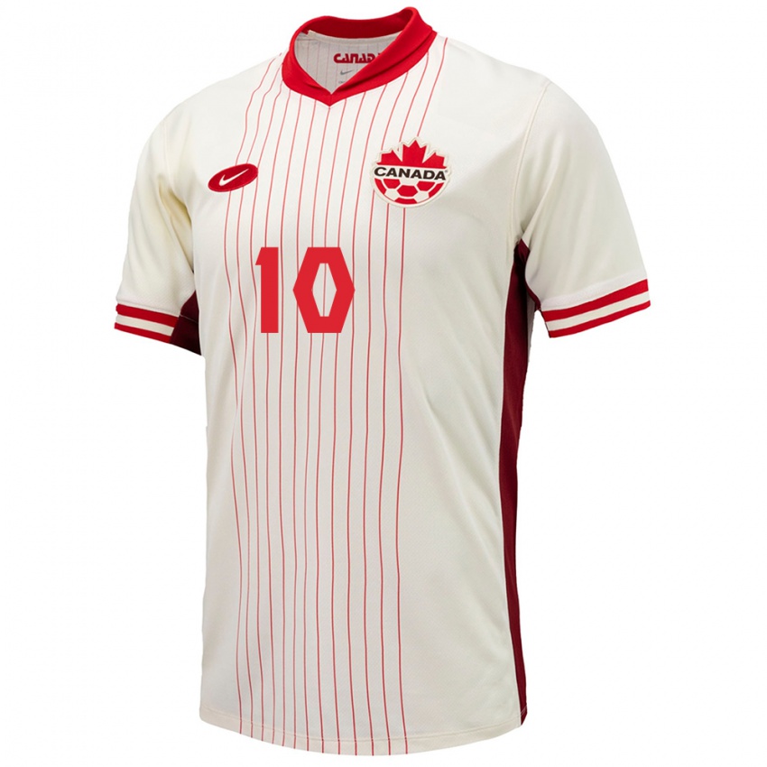 Niño Camiseta Canadá David Junior Hoilett #10 Blanco 2ª Equipación 24-26 La Camisa Perú