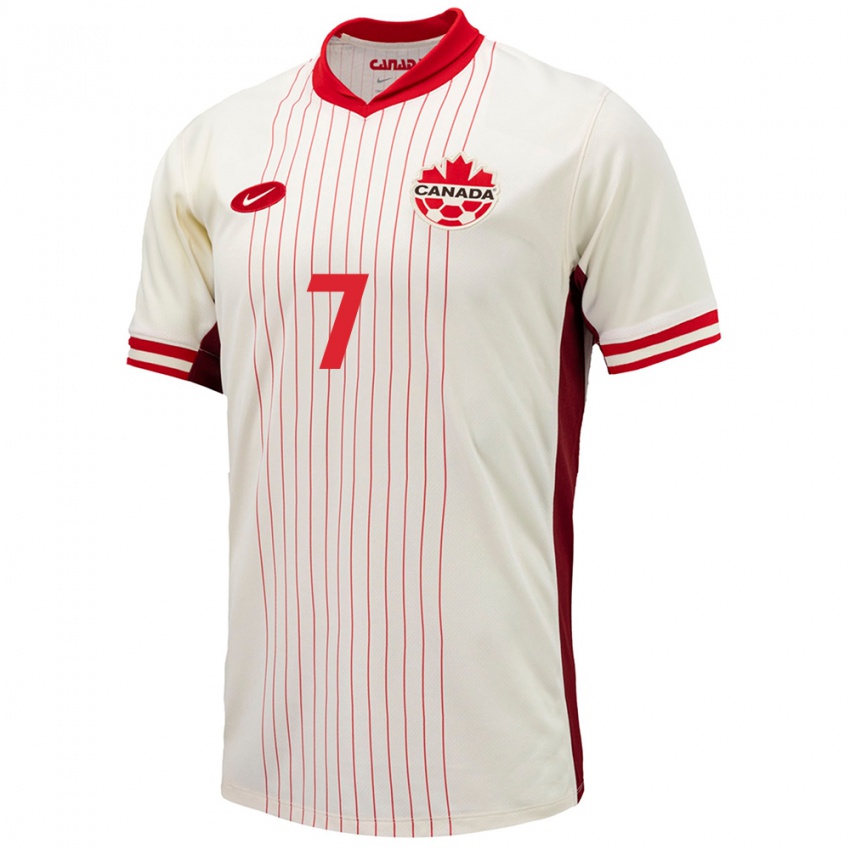 Niño Camiseta Canadá Stephen Eustaquio #7 Blanco 2ª Equipación 24-26 La Camisa Perú