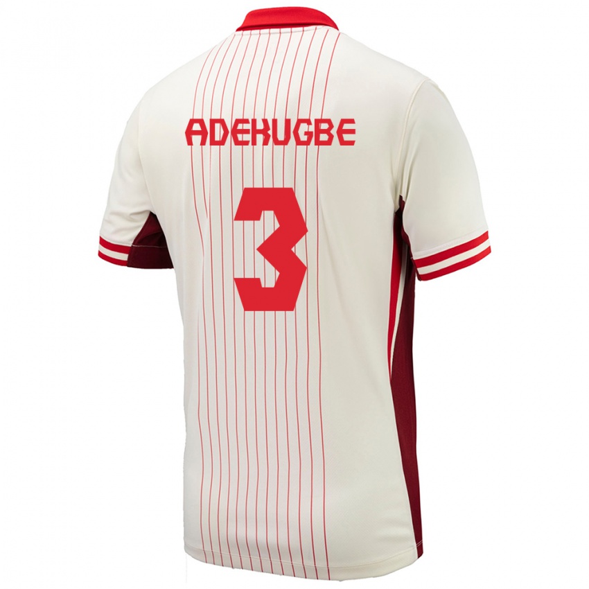 Niño Camiseta Canadá Samuel Adekugbe #3 Blanco 2ª Equipación 24-26 La Camisa Perú