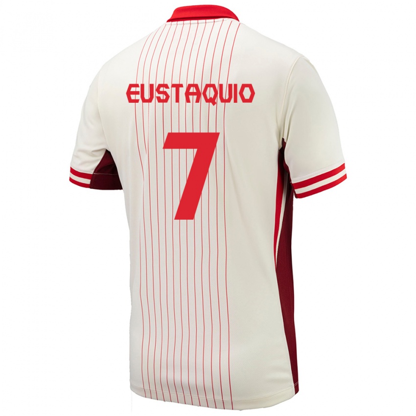 Niño Camiseta Canadá Stephen Eustaquio #7 Blanco 2ª Equipación 24-26 La Camisa Perú