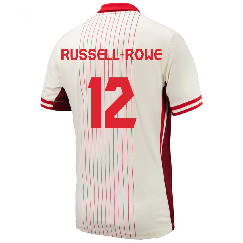 Niño Camiseta Canadá Jacen Russell-Rowe #12 Blanco 2ª Equipación 24-26 La Camisa Perú