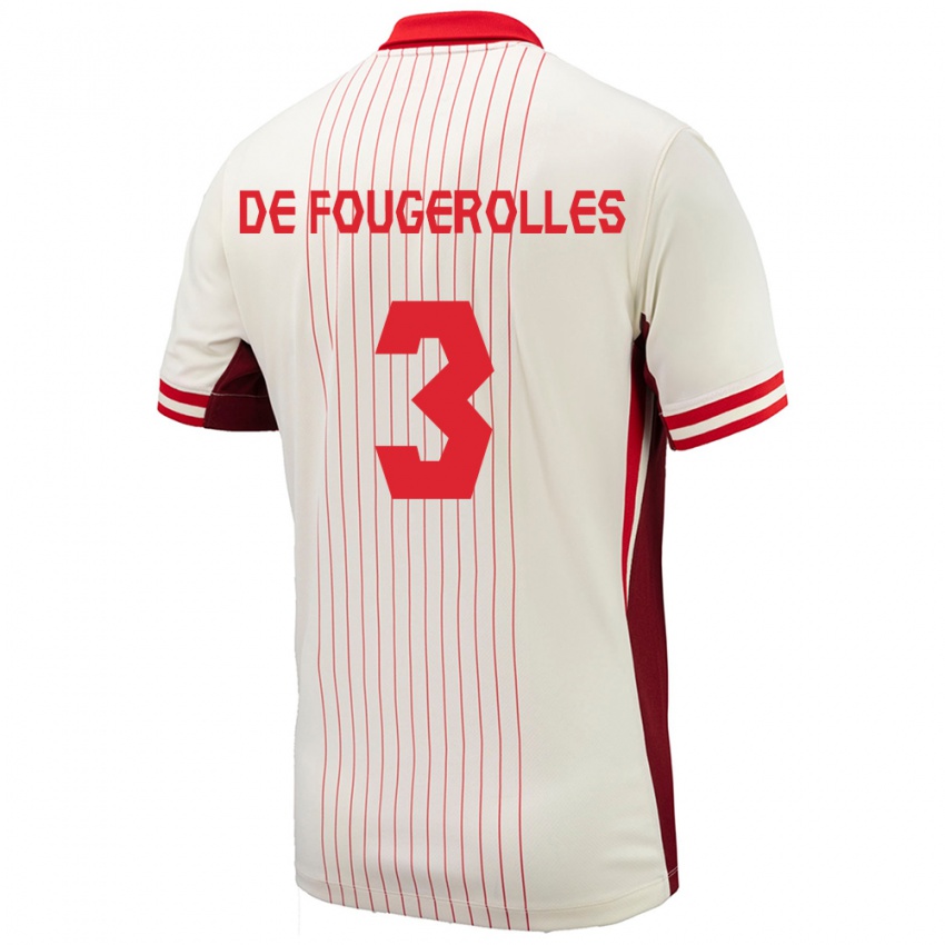 Niño Camiseta Canadá Luc De Fougerolles #3 Blanco 2ª Equipación 24-26 La Camisa Perú