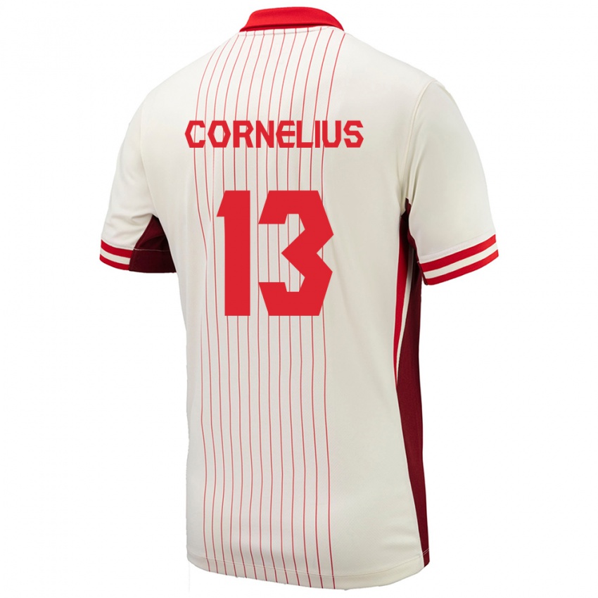 Niño Camiseta Canadá Derek Cornelius #13 Blanco 2ª Equipación 24-26 La Camisa Perú