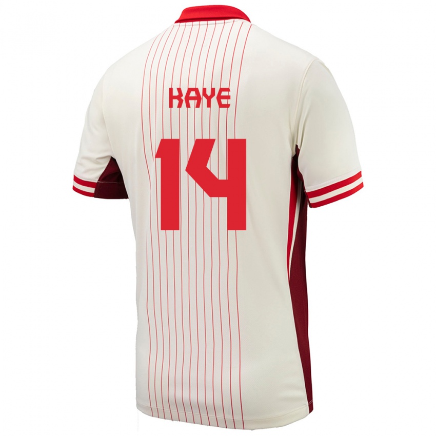 Niño Camiseta Canadá Mark Anthony Kaye #14 Blanco 2ª Equipación 24-26 La Camisa Perú