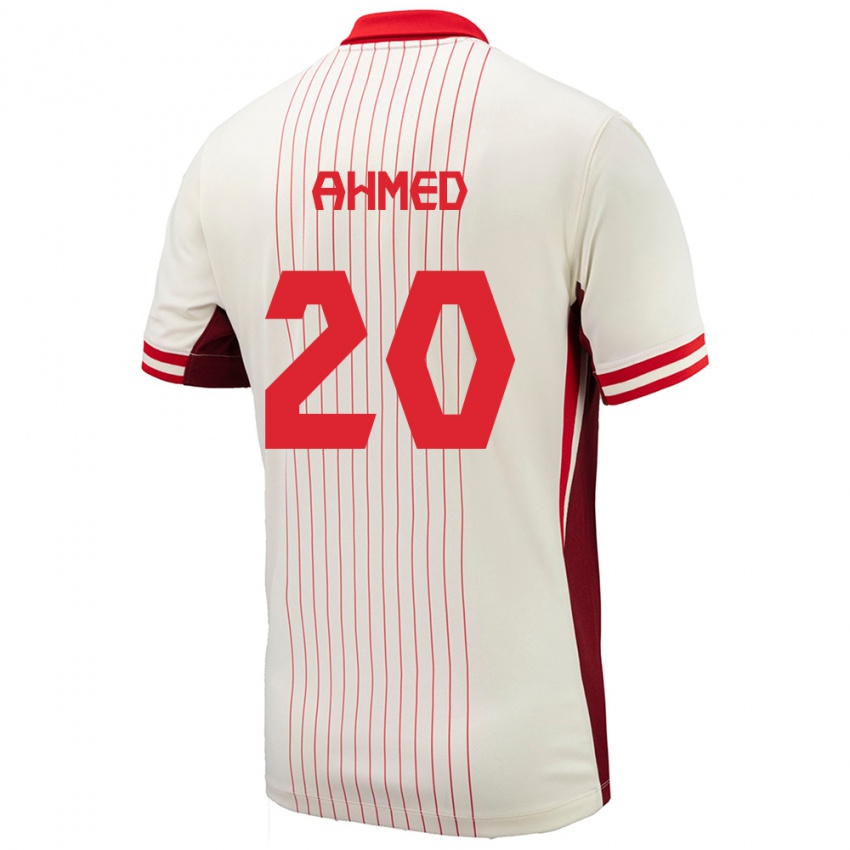 Niño Camiseta Canadá Ali Ahmed #20 Blanco 2ª Equipación 24-26 La Camisa Perú