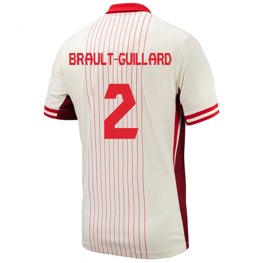 Niño Camiseta Canadá Zachary Brault-Guillard #2 Blanco 2ª Equipación 24-26 La Camisa Perú