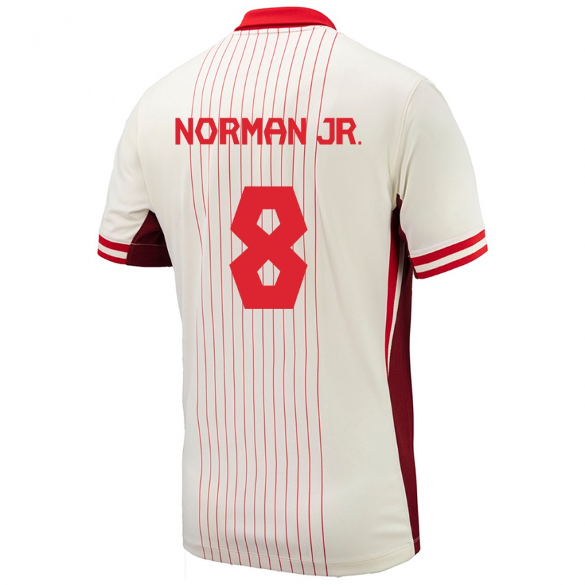 Niño Camiseta Canadá David Norman Jr. #8 Blanco 2ª Equipación 24-26 La Camisa Perú