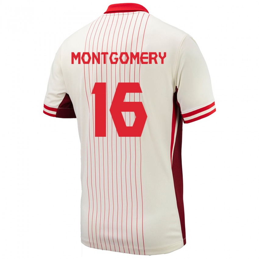 Niño Camiseta Canadá Callum Montgomery #16 Blanco 2ª Equipación 24-26 La Camisa Perú