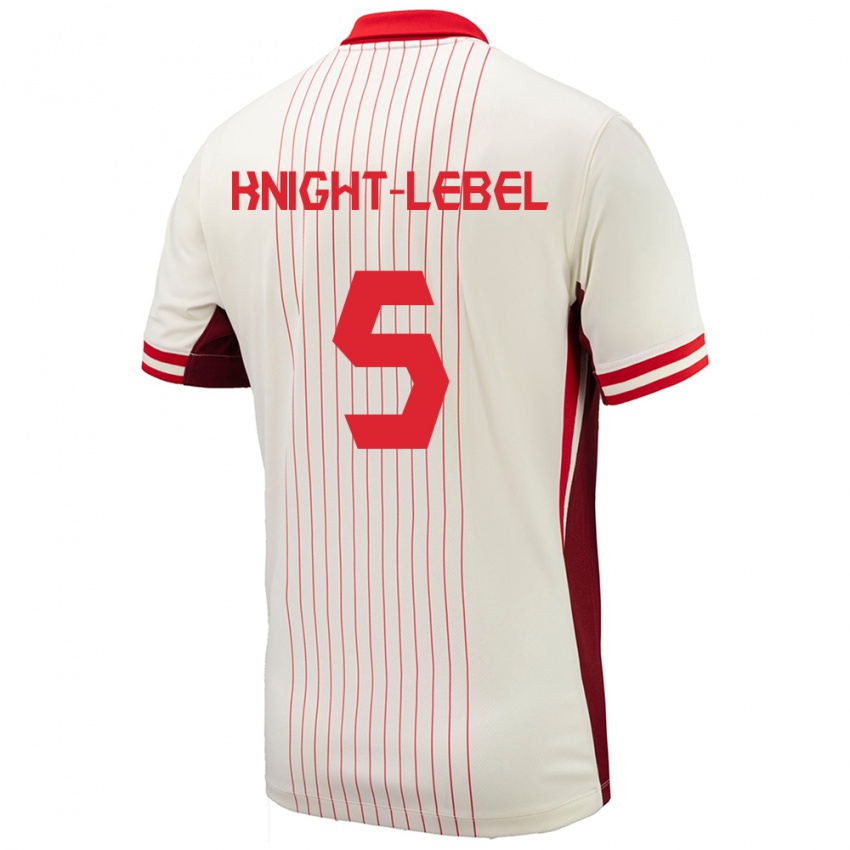 Niño Camiseta Canadá Jamie Knight Lebel #5 Blanco 2ª Equipación 24-26 La Camisa Perú