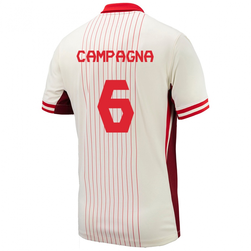 Niño Camiseta Canadá Matteo Campagna #6 Blanco 2ª Equipación 24-26 La Camisa Perú