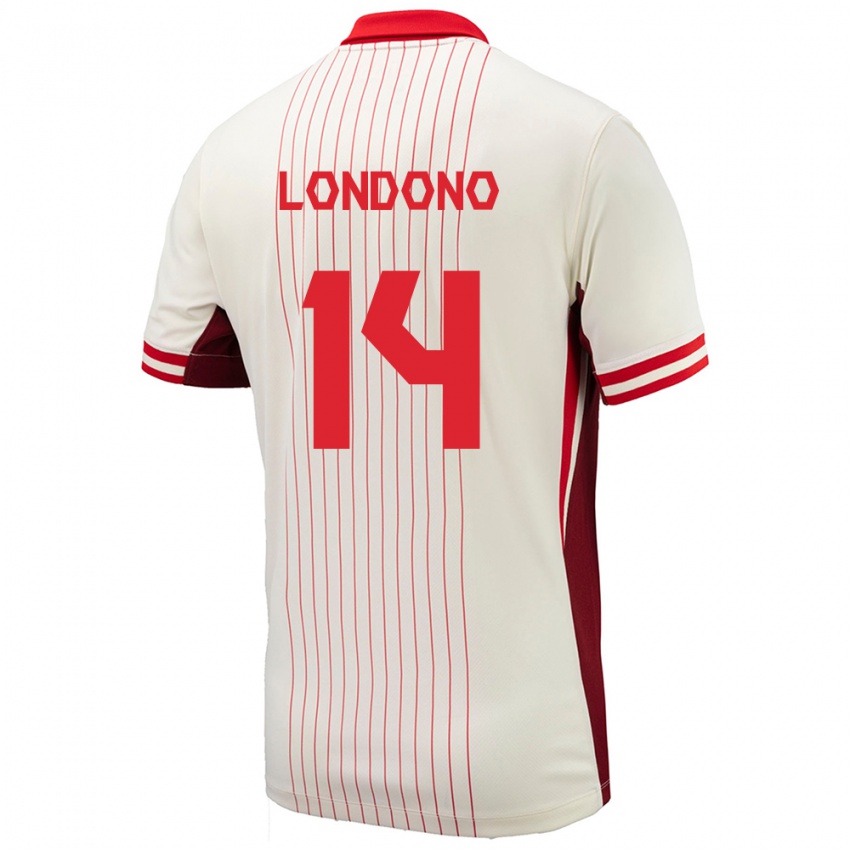 Niño Camiseta Canadá Tyler Londono #14 Blanco 2ª Equipación 24-26 La Camisa Perú