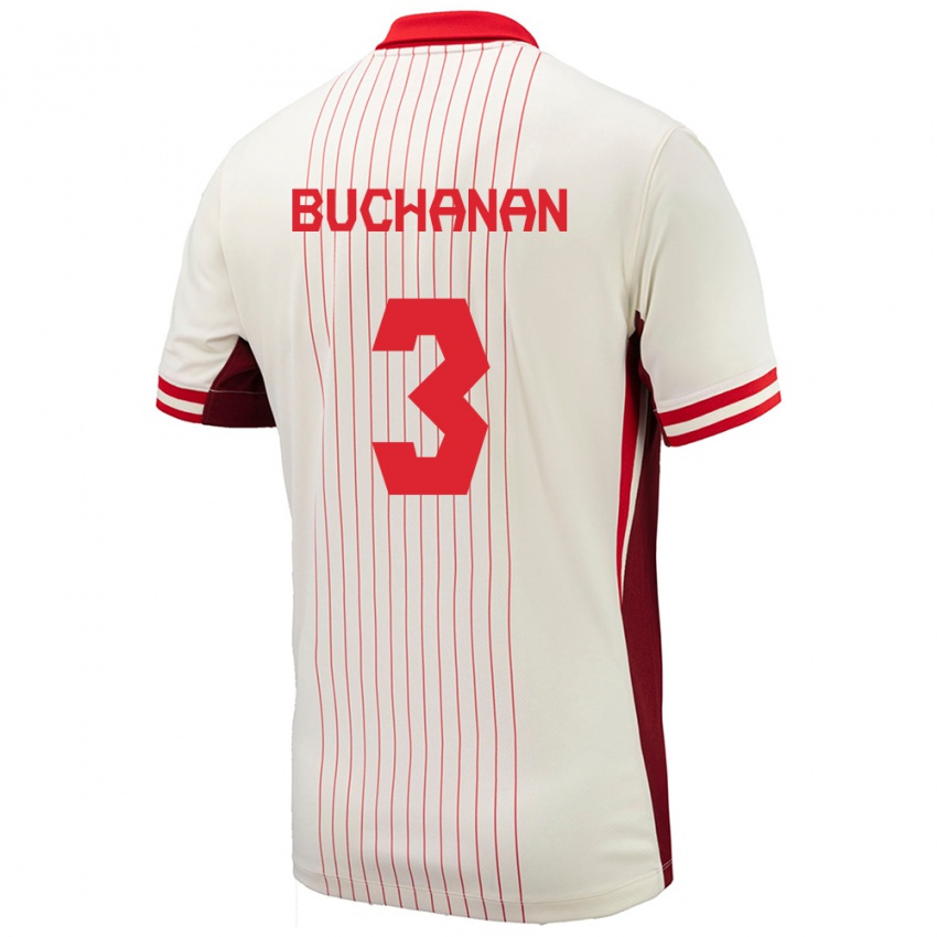 Niño Camiseta Canadá Kadeisha Buchanan #3 Blanco 2ª Equipación 24-26 La Camisa Perú