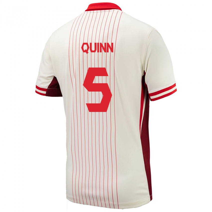 Niño Camiseta Canadá Quinn #5 Blanco 2ª Equipación 24-26 La Camisa Perú