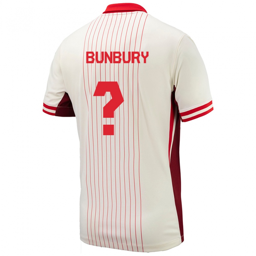 Niño Camiseta Canadá Mataeo Bunbury #0 Blanco 2ª Equipación 24-26 La Camisa Perú