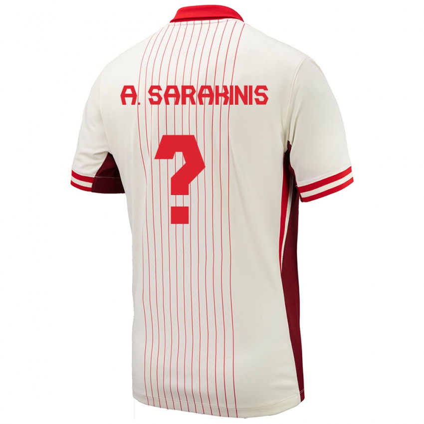 Niño Camiseta Canadá Alexander Sarakinis #0 Blanco 2ª Equipación 24-26 La Camisa Perú