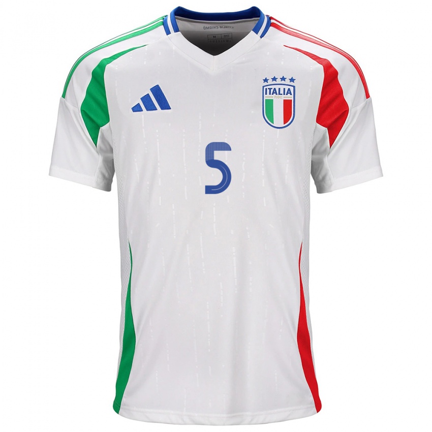 Niño Camiseta Italia Riccardo Calafiori #5 Blanco 2ª Equipación 24-26 La Camisa Perú