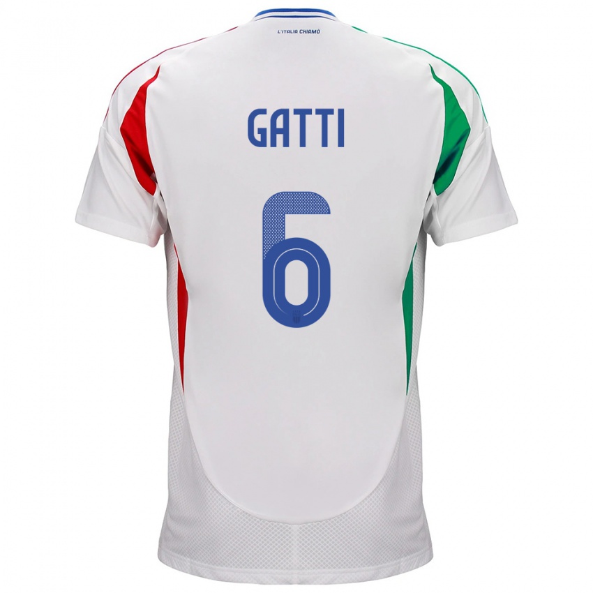 Niño Camiseta Italia Federico Gatti #6 Blanco 2ª Equipación 24-26 La Camisa Perú