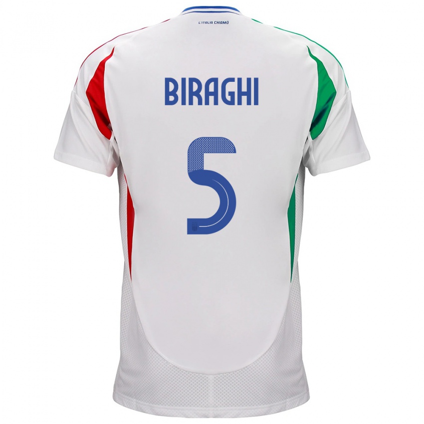 Niño Camiseta Italia Cristiano Biraghi #5 Blanco 2ª Equipación 24-26 La Camisa Perú