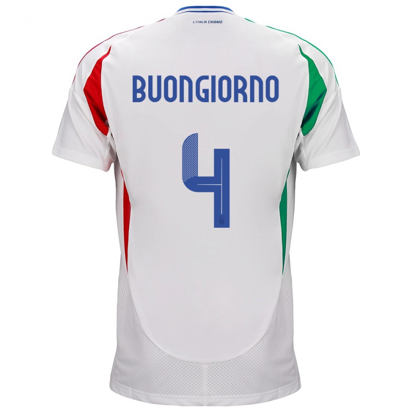 Niño Camiseta Italia Alessandro Buongiorno #4 Blanco 2ª Equipación 24-26 La Camisa Perú