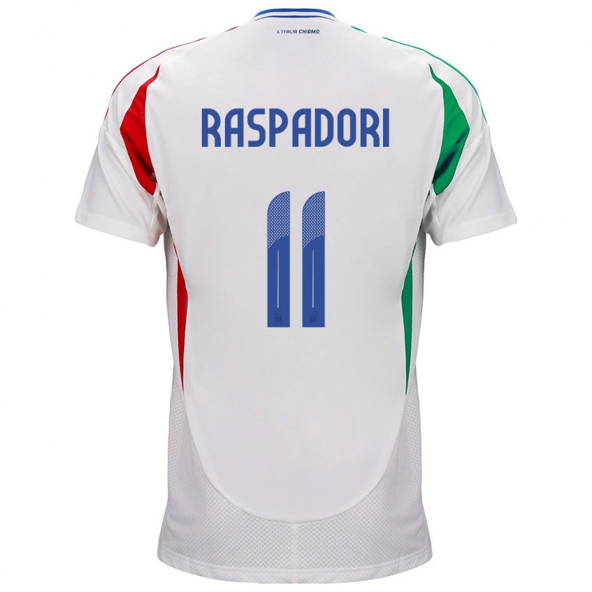 Niño Camiseta Italia Giacomo Raspadori #11 Blanco 2ª Equipación 24-26 La Camisa Perú