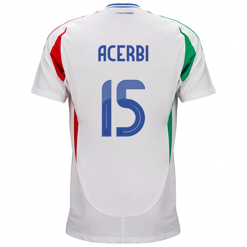 Niño Camiseta Italia Francesco Acerbi #15 Blanco 2ª Equipación 24-26 La Camisa Perú