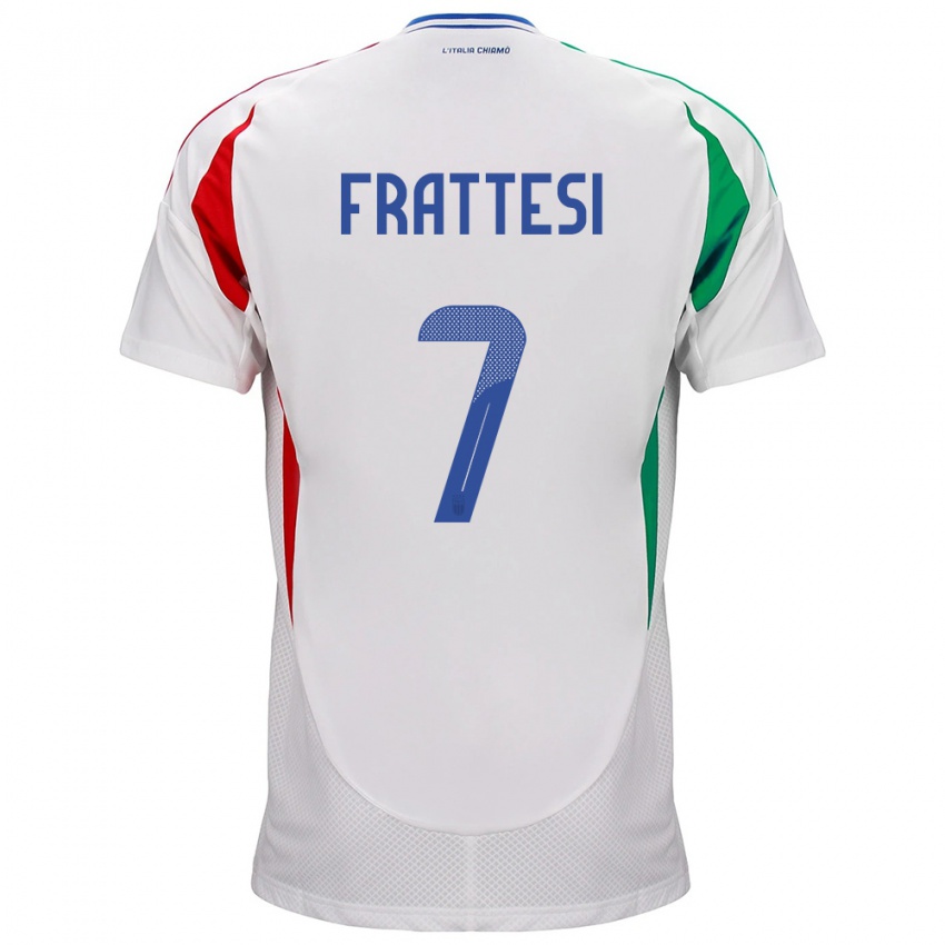 Niño Camiseta Italia Davide Frattesi #7 Blanco 2ª Equipación 24-26 La Camisa Perú