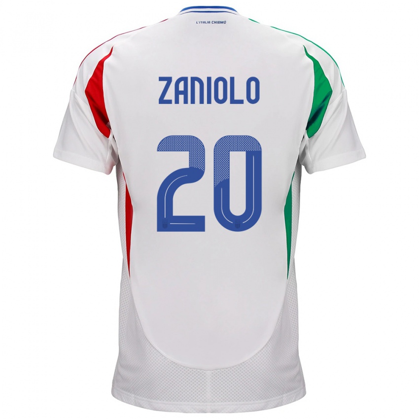 Niño Camiseta Italia Nicolò Zaniolo #20 Blanco 2ª Equipación 24-26 La Camisa Perú