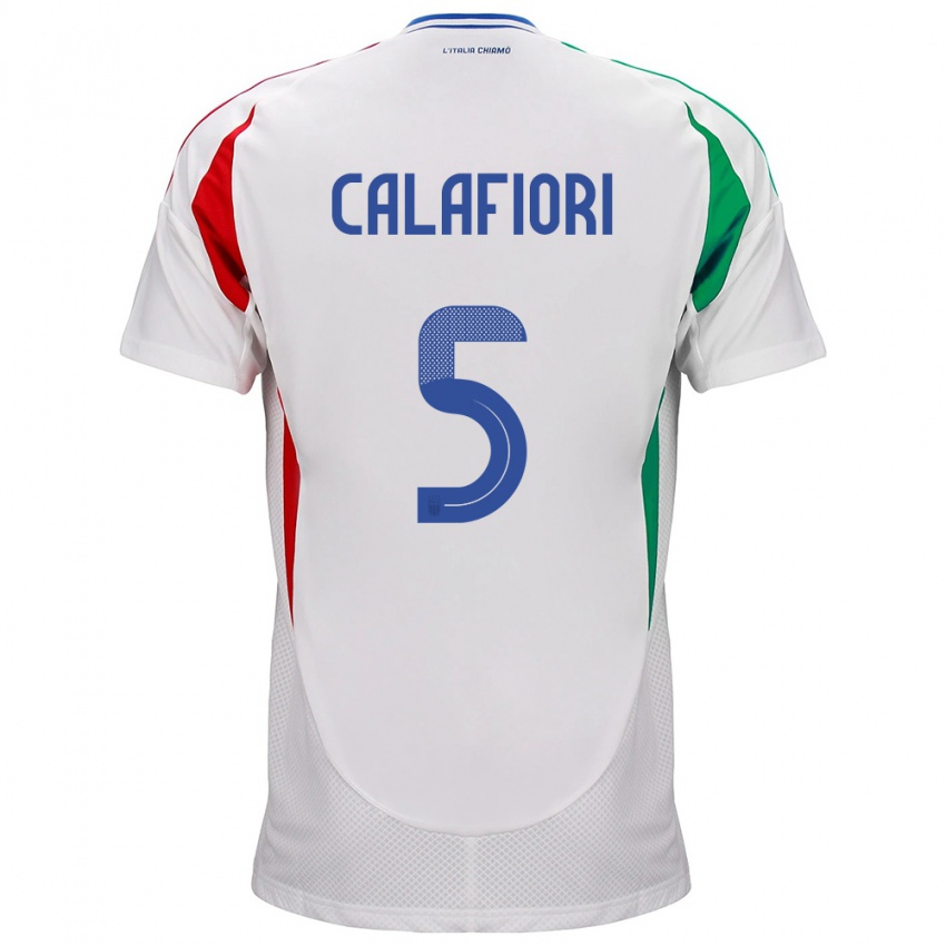 Niño Camiseta Italia Riccardo Calafiori #5 Blanco 2ª Equipación 24-26 La Camisa Perú