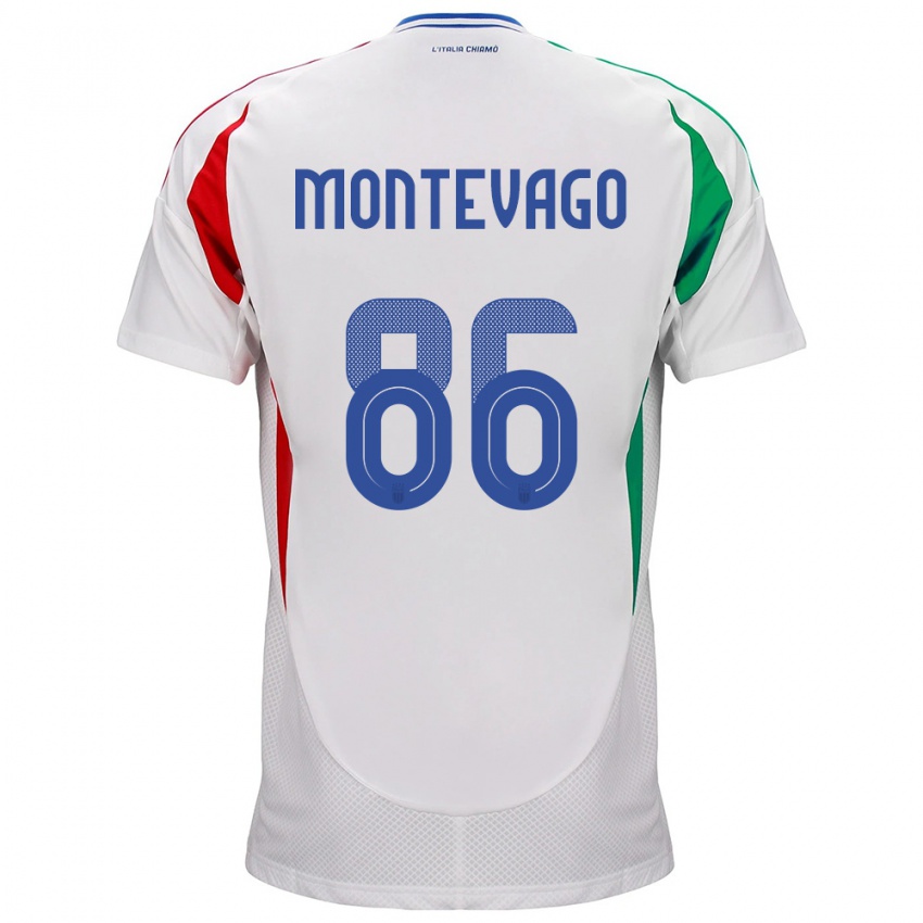 Niño Camiseta Italia Daniele Montevago #86 Blanco 2ª Equipación 24-26 La Camisa Perú