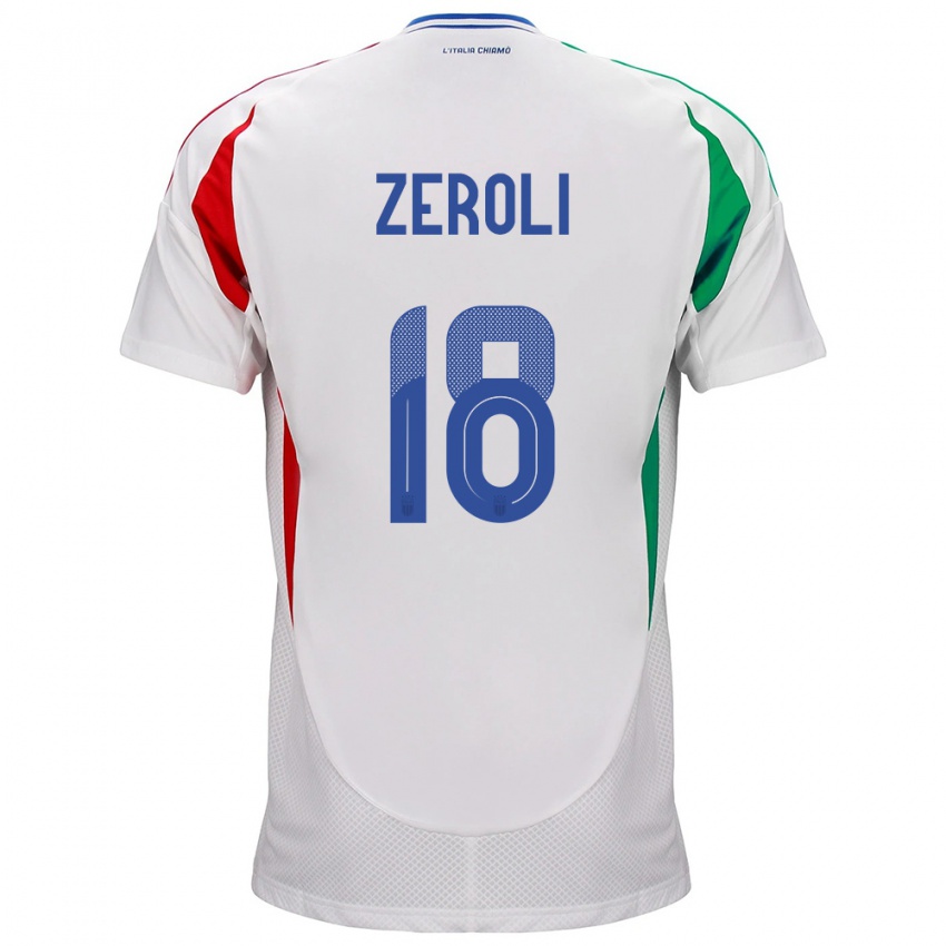 Niño Camiseta Italia Kevin Zeroli #18 Blanco 2ª Equipación 24-26 La Camisa Perú