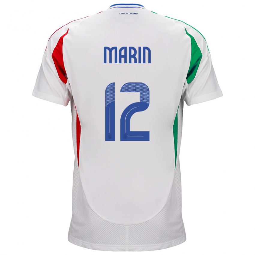 Niño Camiseta Italia Renato Marin #12 Blanco 2ª Equipación 24-26 La Camisa Perú