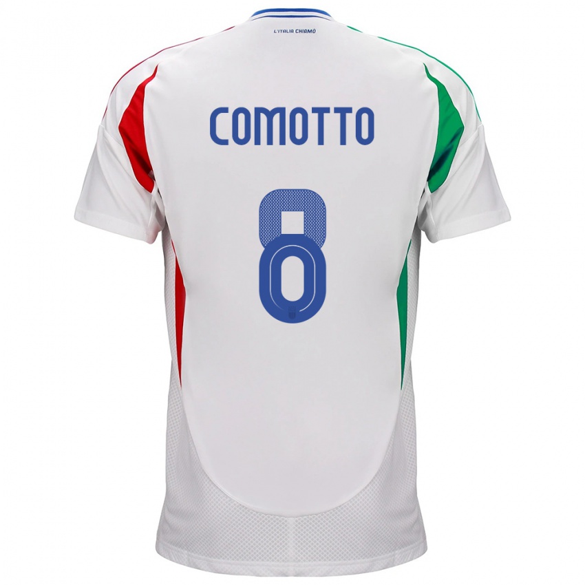 Niño Camiseta Italia Christian Comotto #8 Blanco 2ª Equipación 24-26 La Camisa Perú