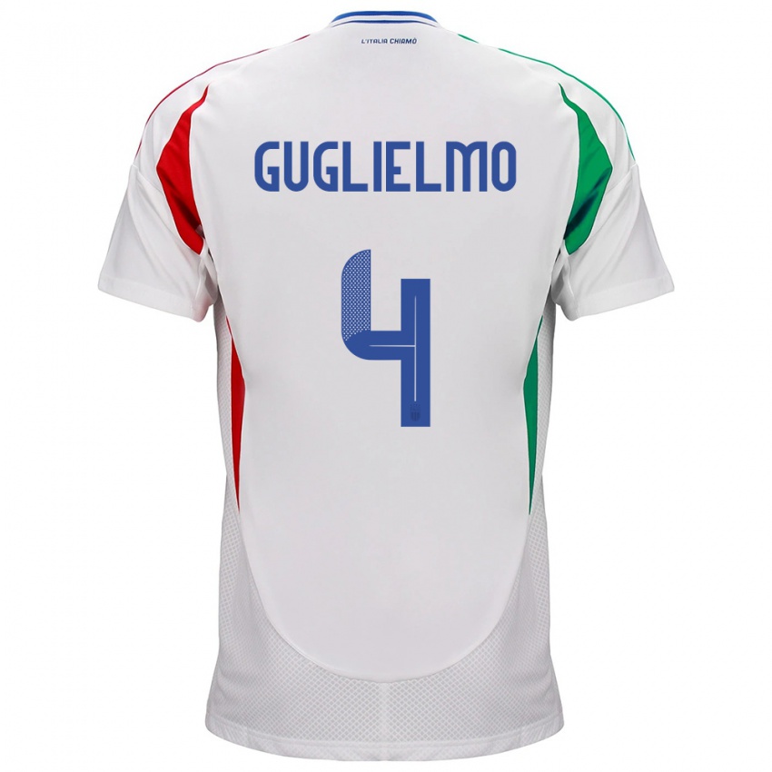 Niño Camiseta Italia Lucia Di Guglielmo #4 Blanco 2ª Equipación 24-26 La Camisa Perú