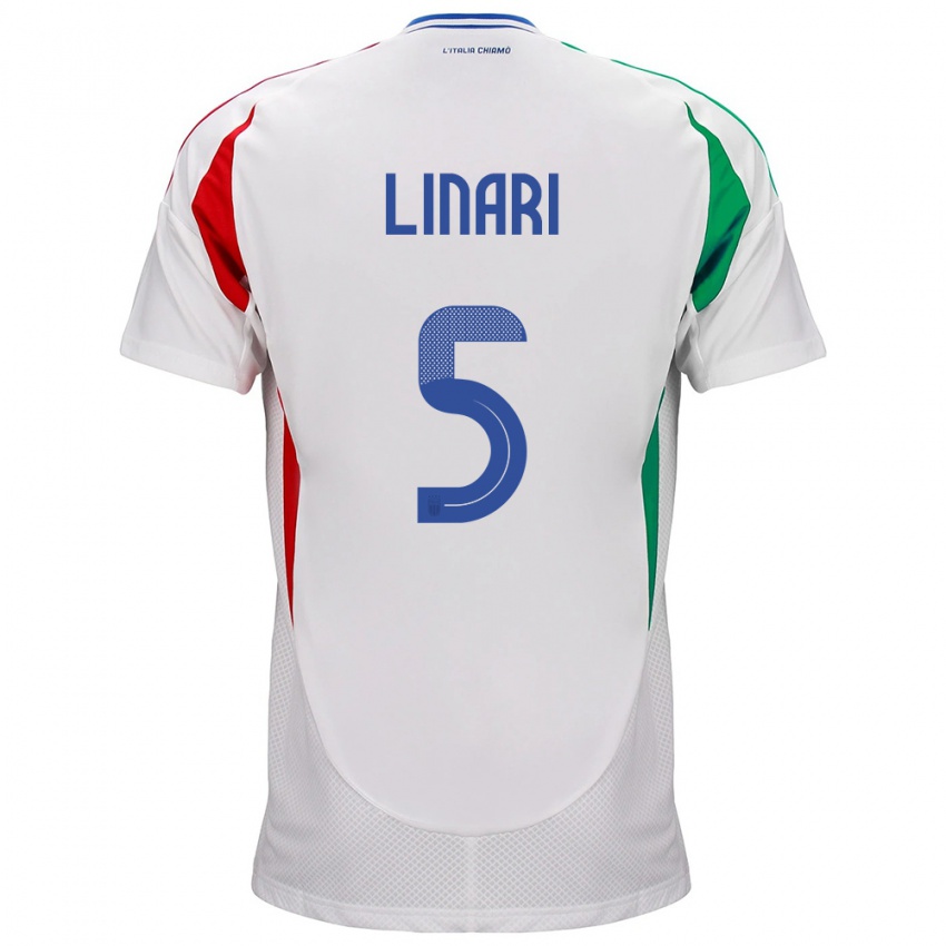 Niño Camiseta Italia Elena Linari #5 Blanco 2ª Equipación 24-26 La Camisa Perú