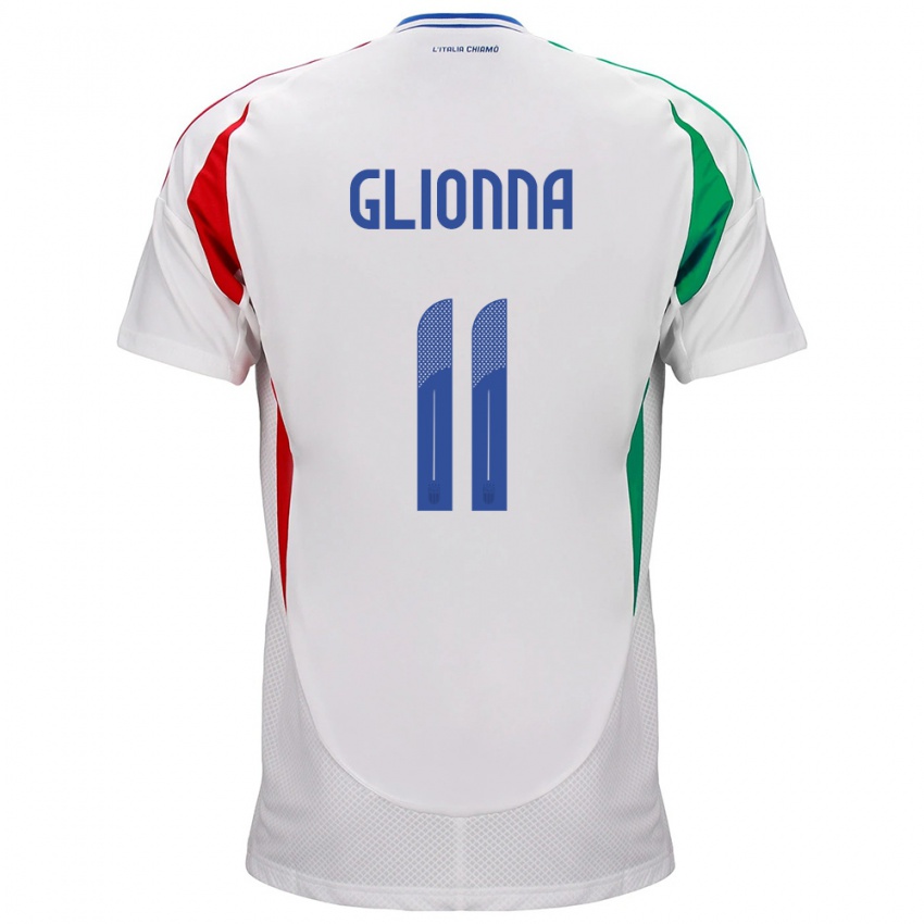 Niño Camiseta Italia Benedetta Glionna #11 Blanco 2ª Equipación 24-26 La Camisa Perú